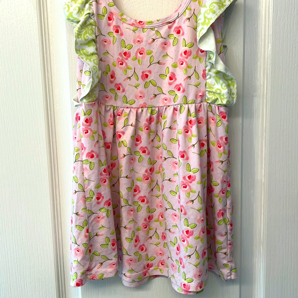 3/$10 - Floral Pink and Green Kids Dress